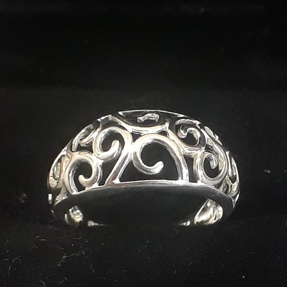 NEW Scroll Filigree Ring 3mm Wide Band Openwork Tapered Ring Size 7  2g